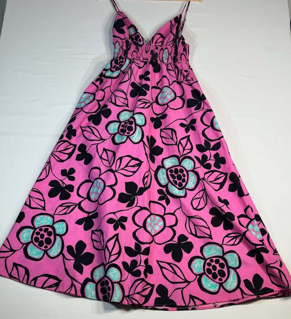 Zara Printed Poplin Dress Voluminous Fuchsia Pink